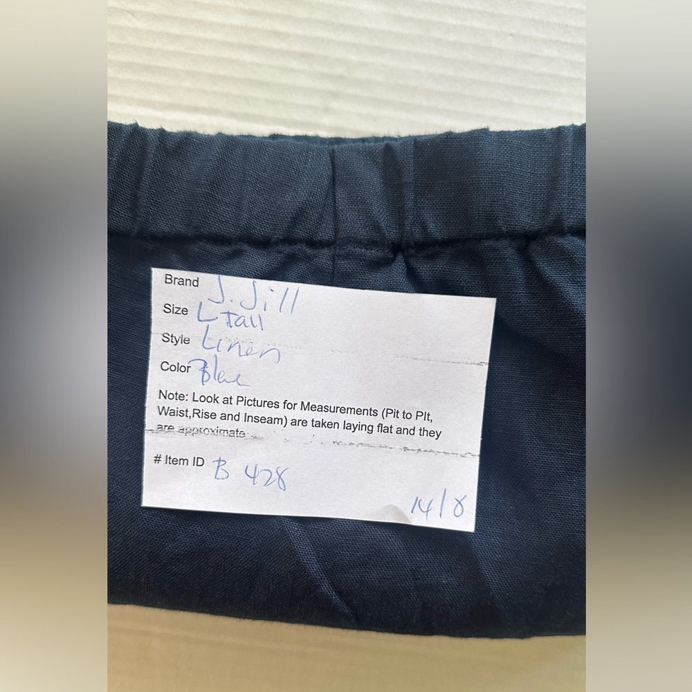 J. Jill Linen Pants Women's L Tall Blue Pull On Crop NEW - Picture 9 of 9